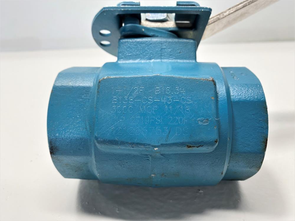 WKM Dynaseal 1-1/2" NPT Carbon Steel Ball Valve, #B138-CS-43-CS, 3000 MOP